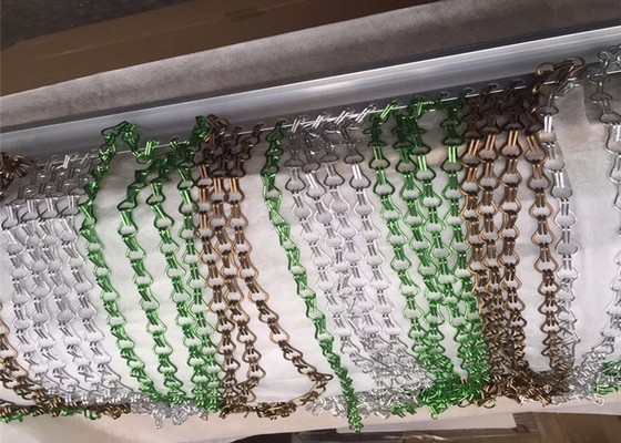 Exhibition Hall Decorative 1.5mm Chain Link Curtain Customized Size And Color Metal